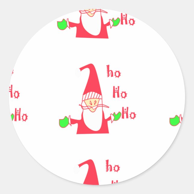 Sticker Rond Joyeux Noël Joyeux Noël Drôle Père Noël Hohoho (Devant)