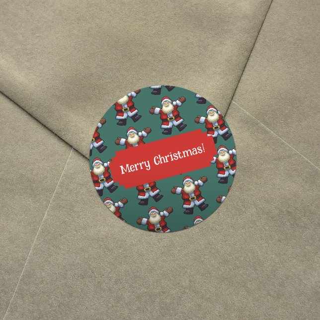 Sticker Rond Joyeux Noël! Joyeux Père Noël Père Xmas Motif (Créateur téléchargé)