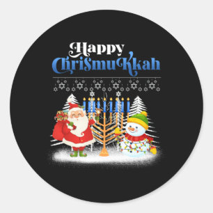 Sticker Rond Joyeux Noël juif Chrismukkah Hanoukka