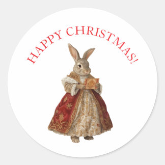 STICKER ROND JOYEUX NOËL LAPIN DE NOËL
