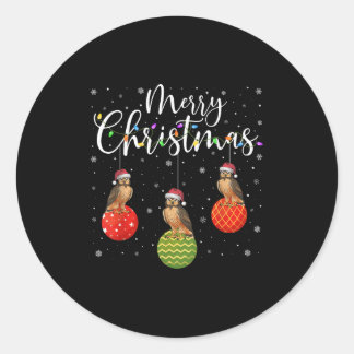 Sticker Rond Joyeux Noël Lumières Santa Hat Hawk Vilain Noël
