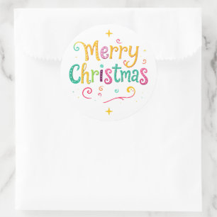 Sticker Rond Joyeux Noël lumineux et frais