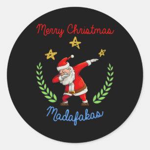Sticker Rond Joyeux Noël Madafakas Nouvel An Père Noël Gif