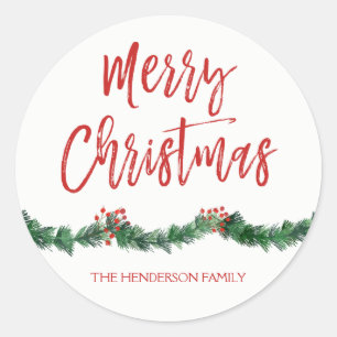 Sticker Rond Joyeux Noël main Lettré Noël