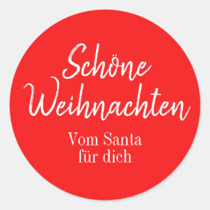 Sticker Rond Joyeux Noël Merry Christmas en allemand 