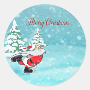 Sticker Rond Joyeux Noël, mignon Père Noël