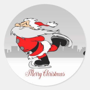 Sticker Rond Joyeux Noël, mignon Père Noël Whimsical