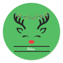 Joyeux Noël mignon renne visage Classic rond