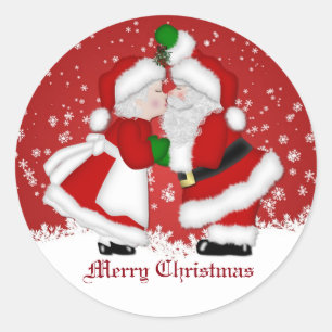 Sticker Rond Joyeux Noël Mistletoe Père Noël