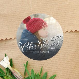 Sticker Rond Joyeux Noël Modèle de script photo