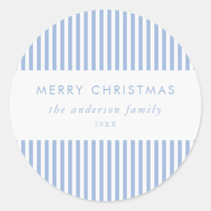 Sticker Rond Joyeux Noël Modern Bandes Bleues