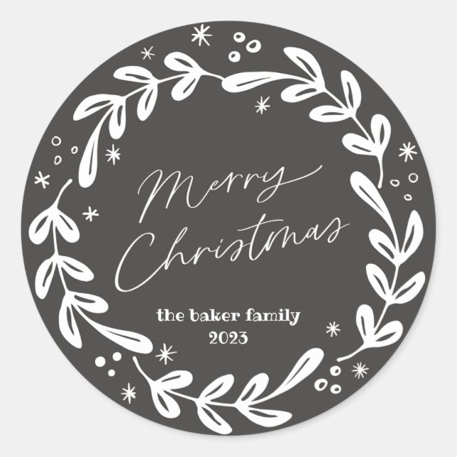 Sticker Rond joyeux noël, moderne, coloré, typographie, simple, (Devant)