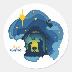 Sticker Rond Joyeux Noël Nativité