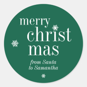 Sticker Rond Joyeux Noël Neige verte