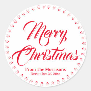 Sticker Rond Joyeux Noël nom de script personnalisé mignonne fa