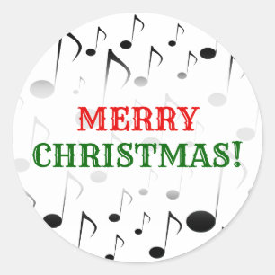 Sticker Rond "Joyeux Noël !" + Nombreux Motifs de notes musical