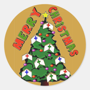 Sticker Rond Joyeux Noël Nurse Casquette Arbre