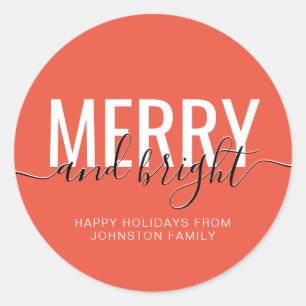 Sticker Rond Joyeux Noël orange