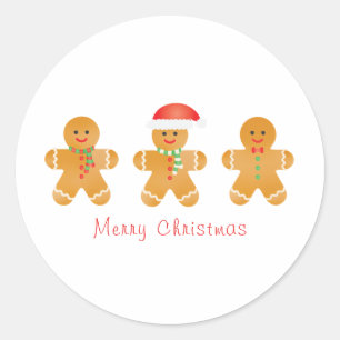 Sticker Rond Joyeux Noël pain d'épices Hommes Santa Hat