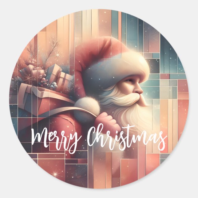 Sticker Rond Joyeux Noël Père Noël  (Devant)