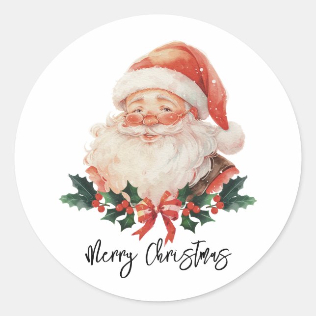 Sticker Rond Joyeux Noël Père Noël  (Devant)