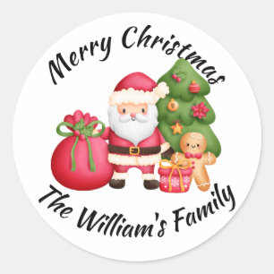 Sticker Rond Joyeux Noël Père Noël imprimé