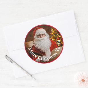 Sticker Rond Joyeux Noël Père Noël Personnaliser