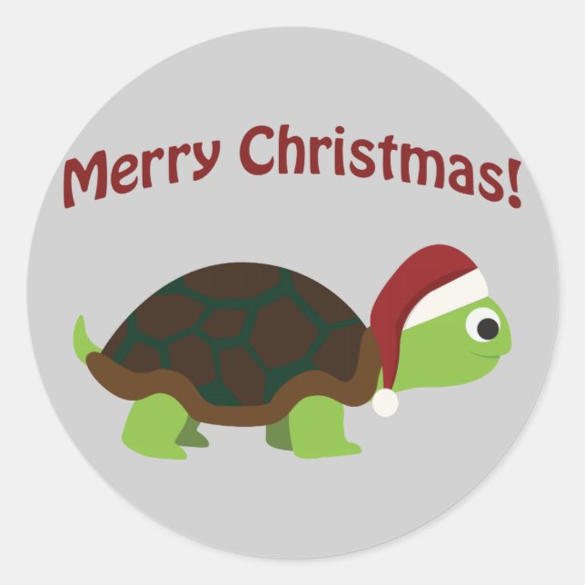 Sticker Rond Joyeux Noël ! Père Noël Turtle (Devant)