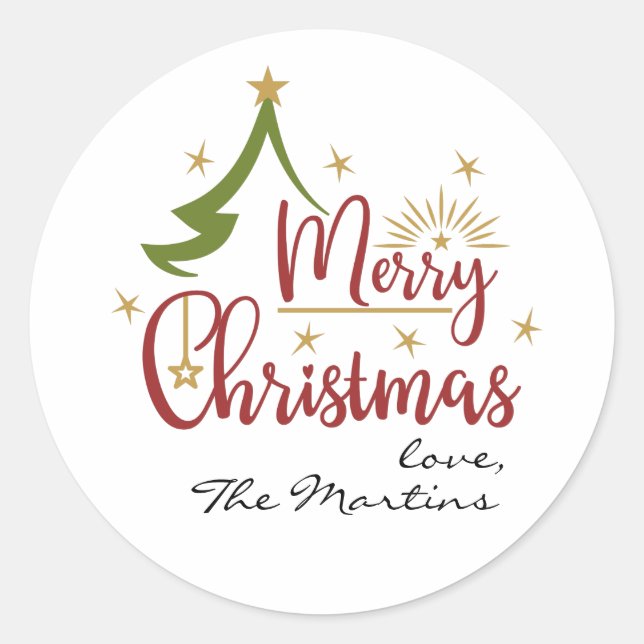 Sticker Rond Joyeux Noël personnalisé (Devant)