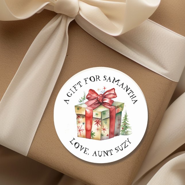 Sticker Rond Joyeux Noël personnalisé à et de l'étiquette cadea (Créateur téléchargé)