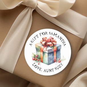 Sticker Rond Joyeux Noël personnalisé à et de l'étiquette cadea