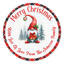 Joyeux Noël personnalisé Gnome couleur rouge plaid