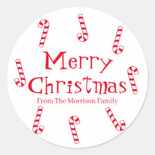 Sticker Rond Joyeux Noël personnaliser nom cadeau collants de