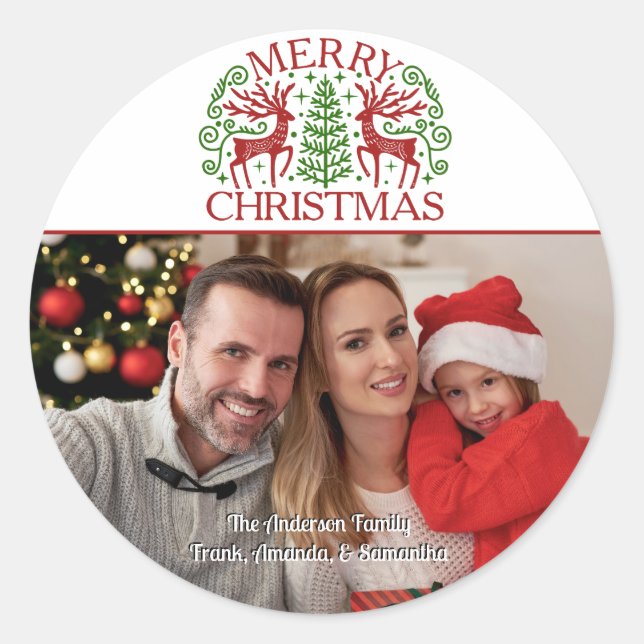 Sticker Rond Joyeux Noël photo (Devant)