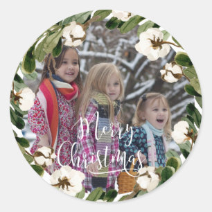 Sticker Rond Joyeux Noël photo spécifique au client