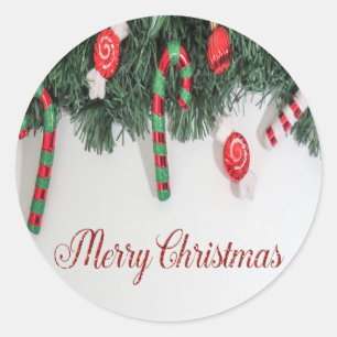 Sticker Rond Joyeux Noël, Pine Tree, Sucre de canne