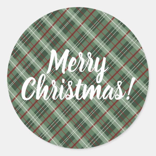 Sticker Rond Joyeux Noël Plaid personnalisable (Devant)