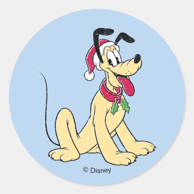 Sticker Rond Joyeux Noël | Pluto Ready Christmas (Devant)
