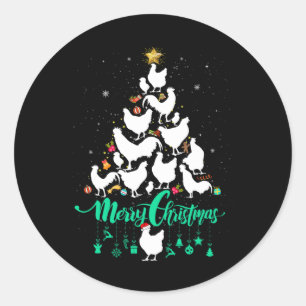 Sticker Rond Joyeux Noël Poulet de Noël Plaisir