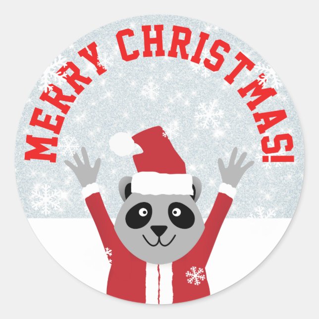 Sticker Rond Joyeux Noël Raccoon (Devant)