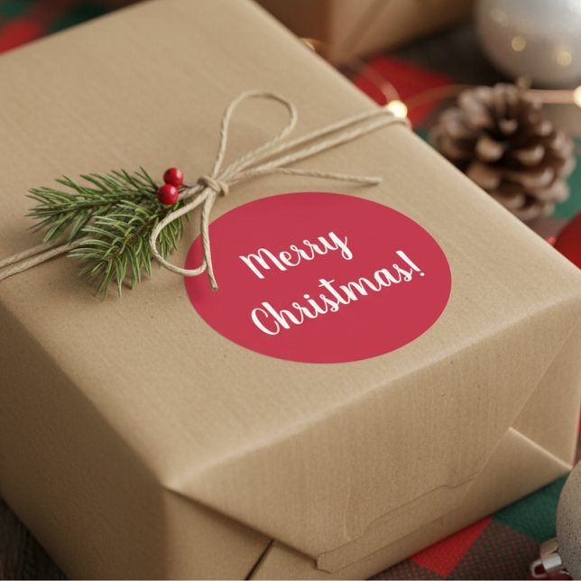 Sticker Rond Joyeux Noël Red & White Typography Festival (Créateur téléchargé)