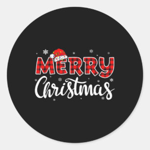 Sticker Rond Joyeux Noël Reindeer Xmas Famille Femmes Hommes Fu