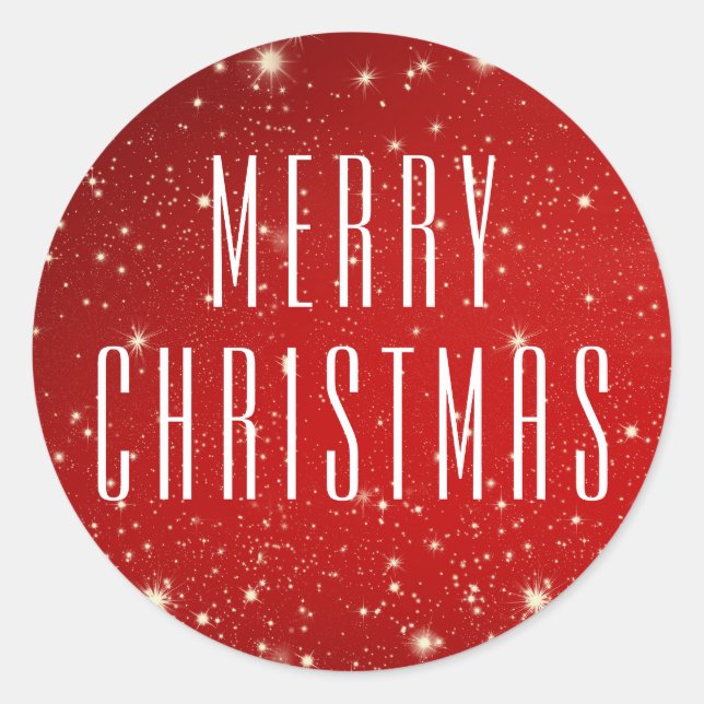 Sticker Rond Joyeux Noël Rouge Blanc (Devant)