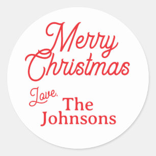 Sticker Rond Joyeux Noël Rouge moderne