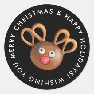 Sticker Rond Joyeux Noël Rudolph Cookie Custom