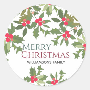 Sticker Rond Joyeux Noël saint baies