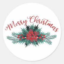 Joyeux Noël Sapin Branche Houx Baie Poinsettia