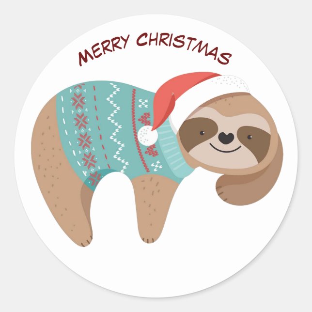 Sticker Rond Joyeux Noël Sloth (Devant)