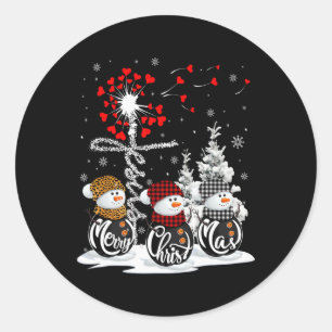 Sticker Rond Joyeux Noël Snowman Leopard Buffalo Red Plaid