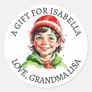 Sticker Rond Joyeux Noël   Tags cadeau Vintage de petite fille